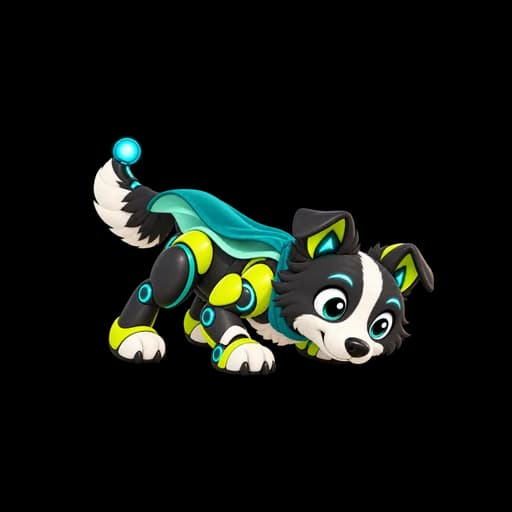 Byte, the watchdog, nose down and tail glowing, sniffing for clues